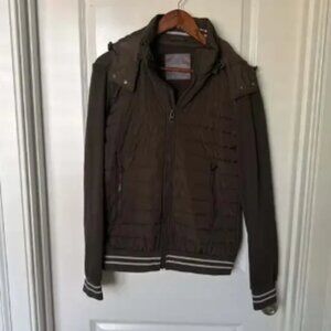 Men's Zara Puffy Jacket w/Hoody Black Size Sm Zipper Rare New No Tags